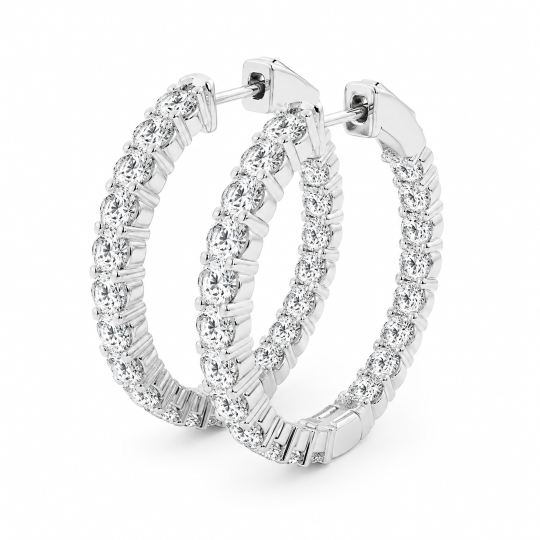 14k White Gold Lab Grown Diamond Earrings 3.07 cttw