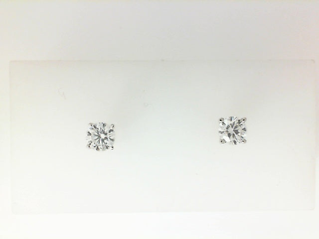 14k White Gold 4 Prong Stud Diamond Earrings 0.68 cttw