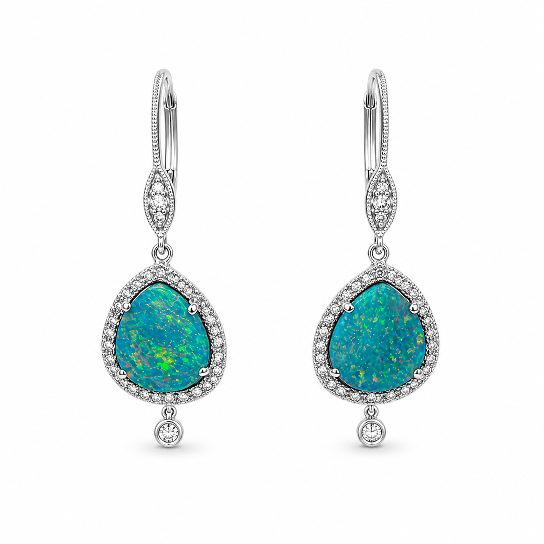 14k Drop Opals Earrings