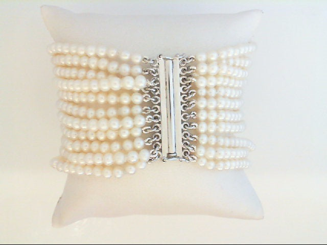 14k White Gold Multi Strand Pearl Bracelet