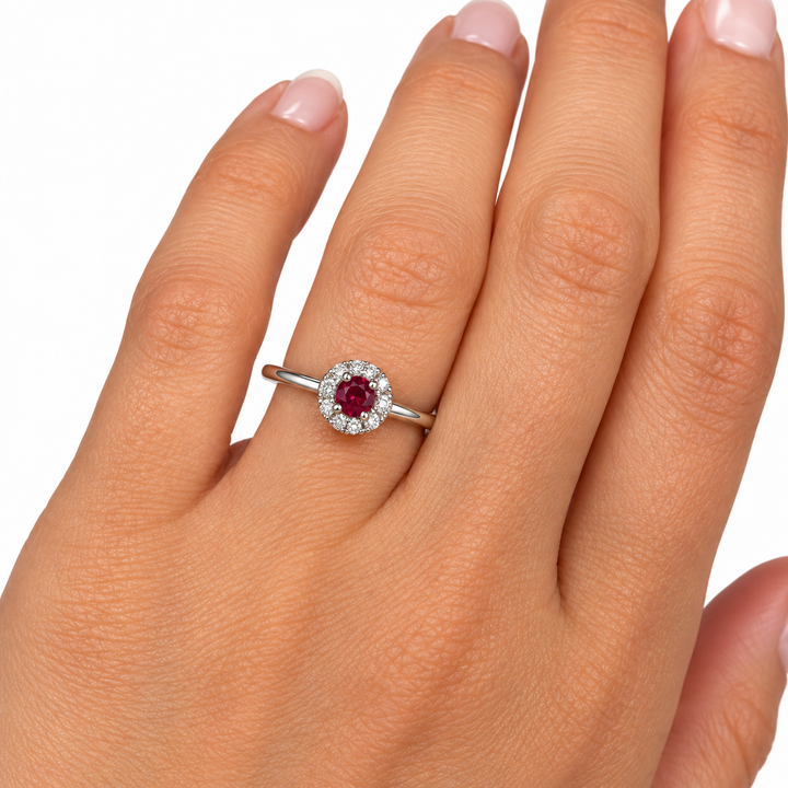 14k White Ruby Gemstone Ring