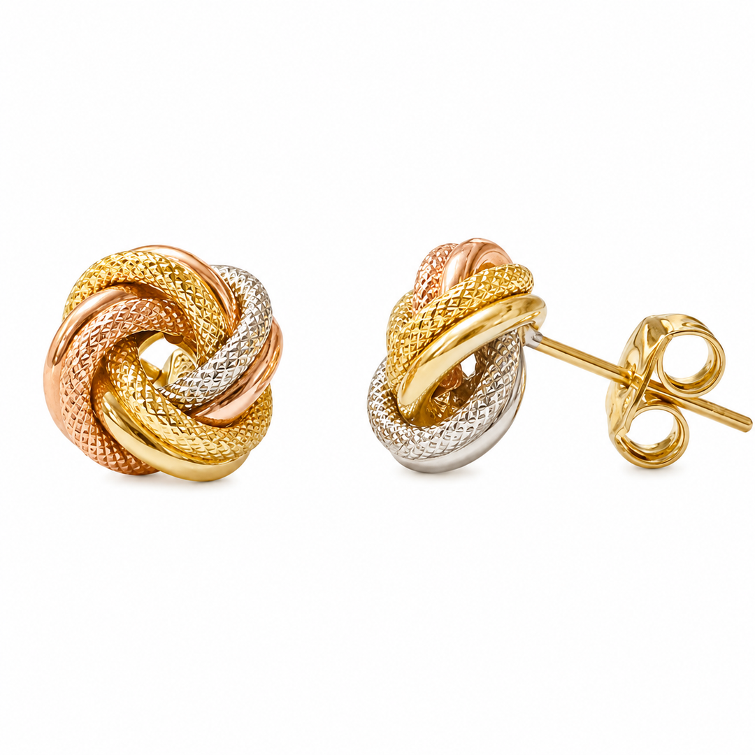 14k Tri-Color Stud Earrings