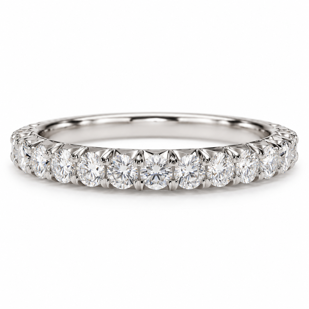 14k White Common Prong 0.75ctw Round Lab Grown Diamond Wedding Band