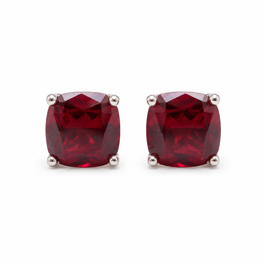 14k Stud Lab Grown Rubies Earrings