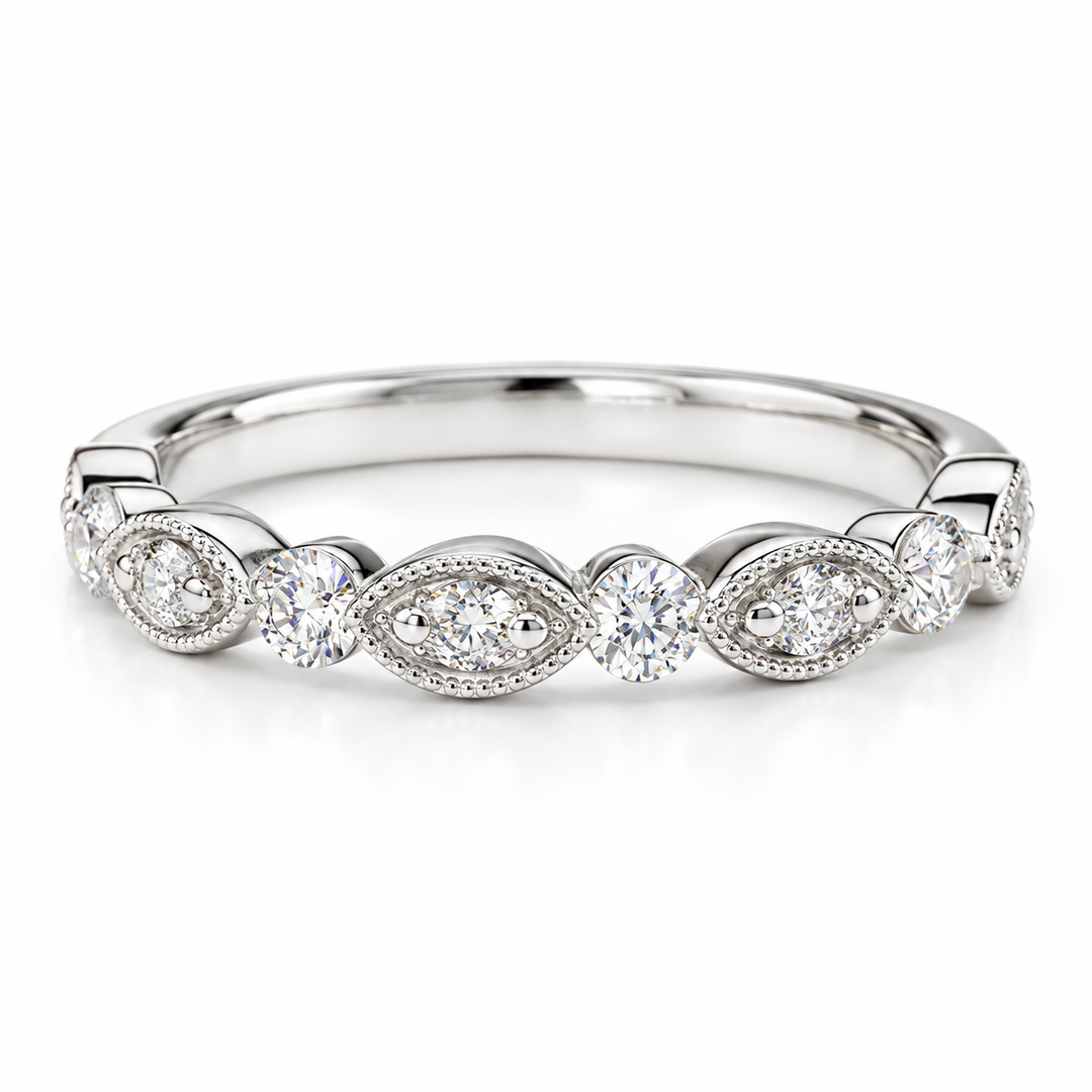 14k White 0.34ctw Round Lab Grown Diamond Wedding Band