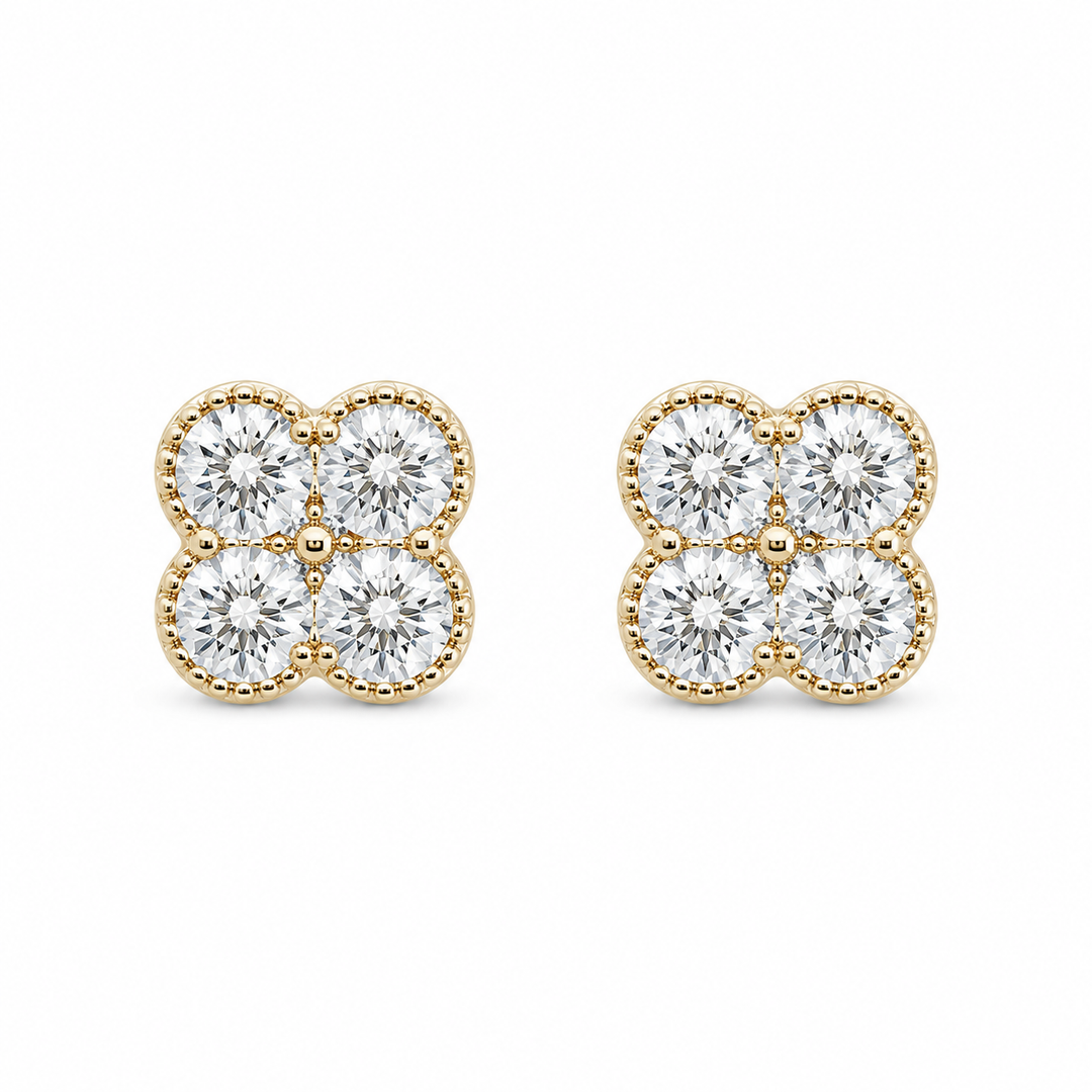 14k Yellow Gold Stud Diamond Earrings 0.76 cttw