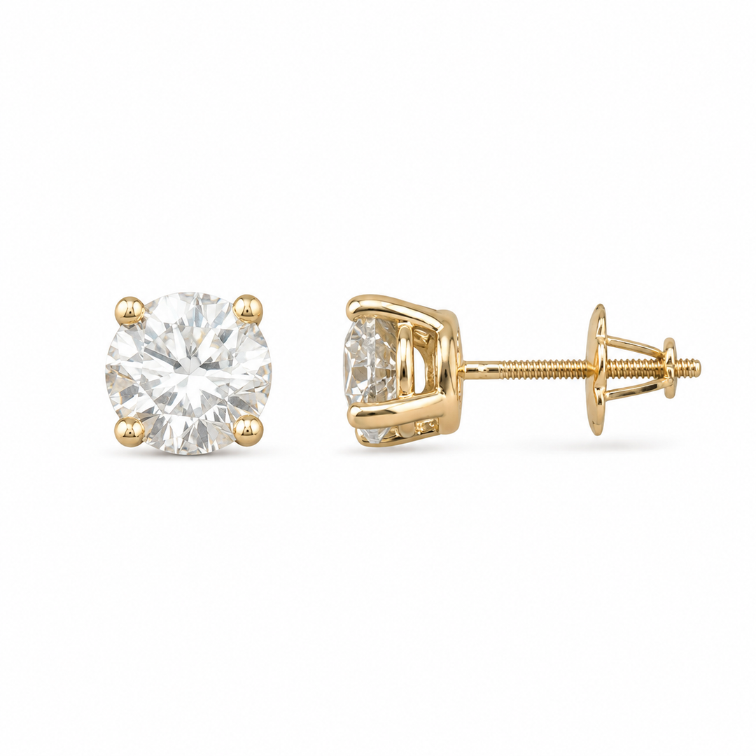 14k Yellow Gold Stud Diamond Earrings 1.16 cttw