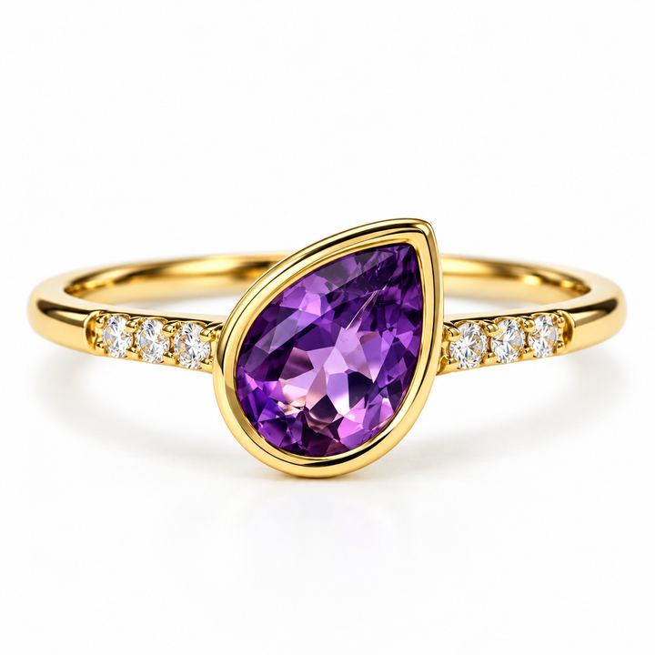 14k Yellow Gold Amethyst Ring