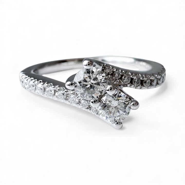 14k White Gold Bypass Diamond Estate Ring
