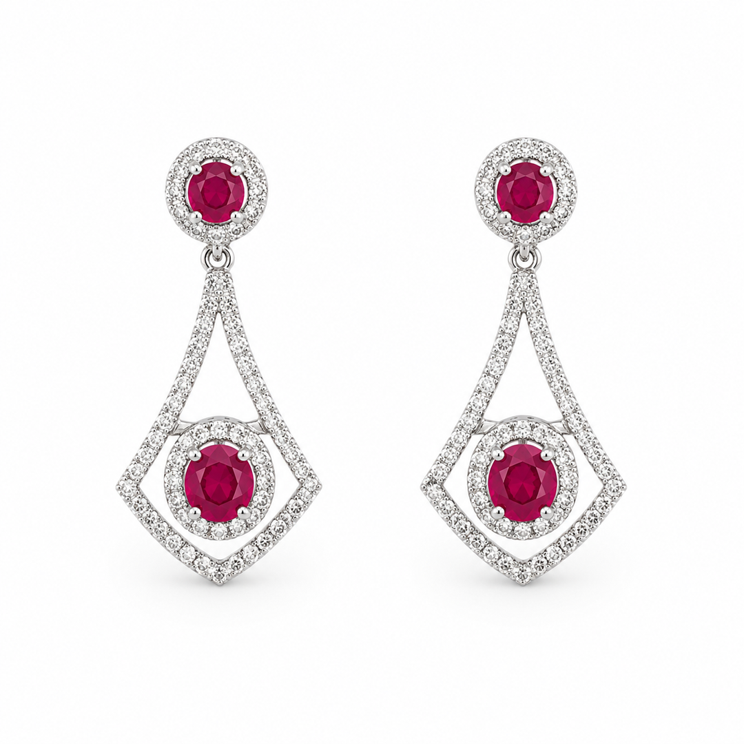 18k Drop Rubies Earrings
