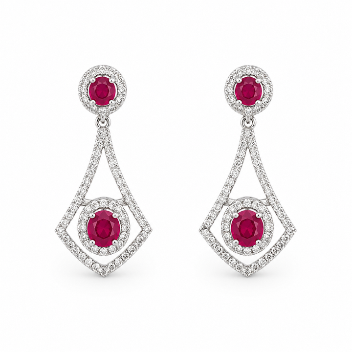 18k Drop Rubies Earrings