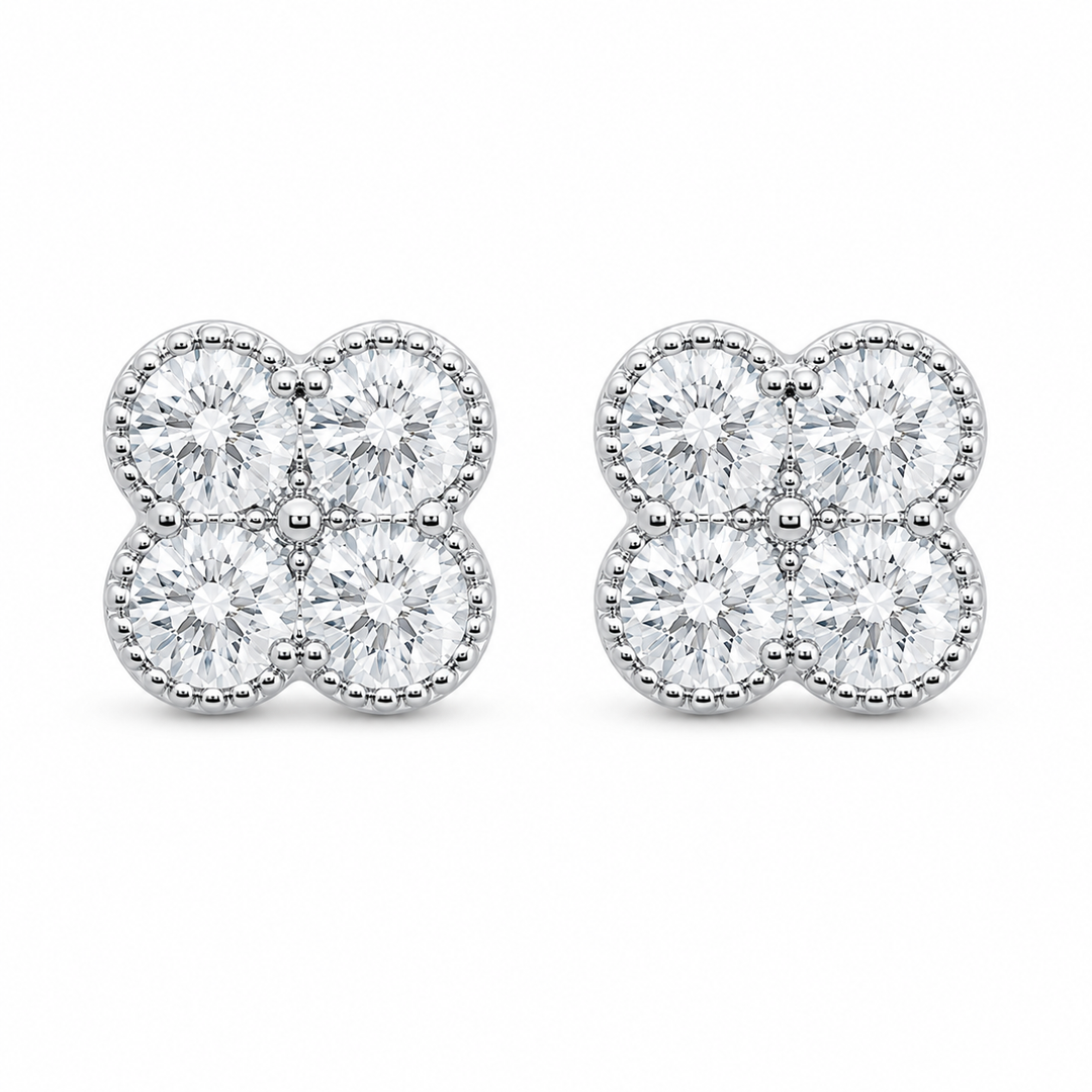 14k White Gold Stud Diamond Earrings 0.78 cttw