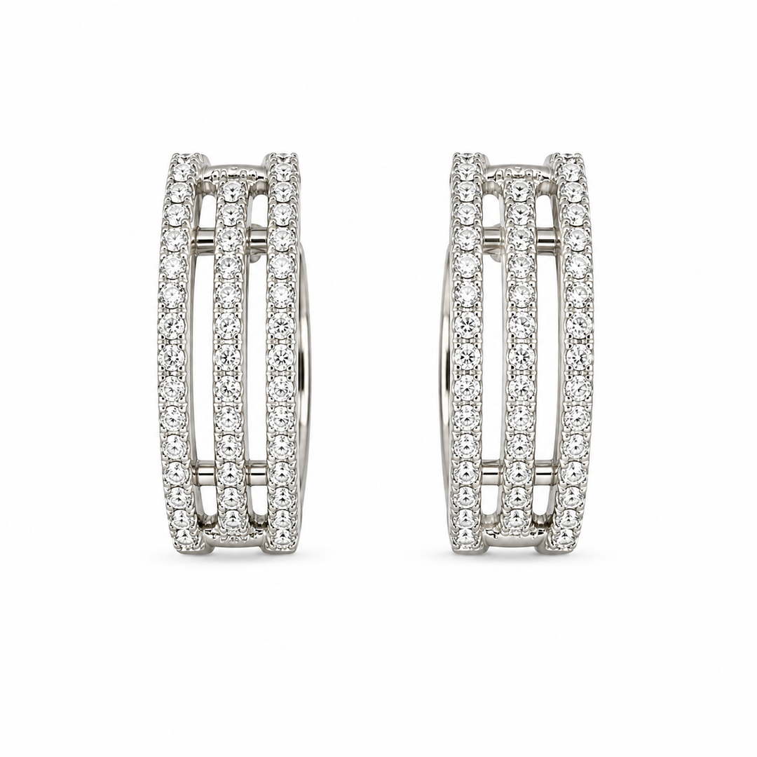 14k White Gold Diamond Huggie Earrings 0.24 cttw
