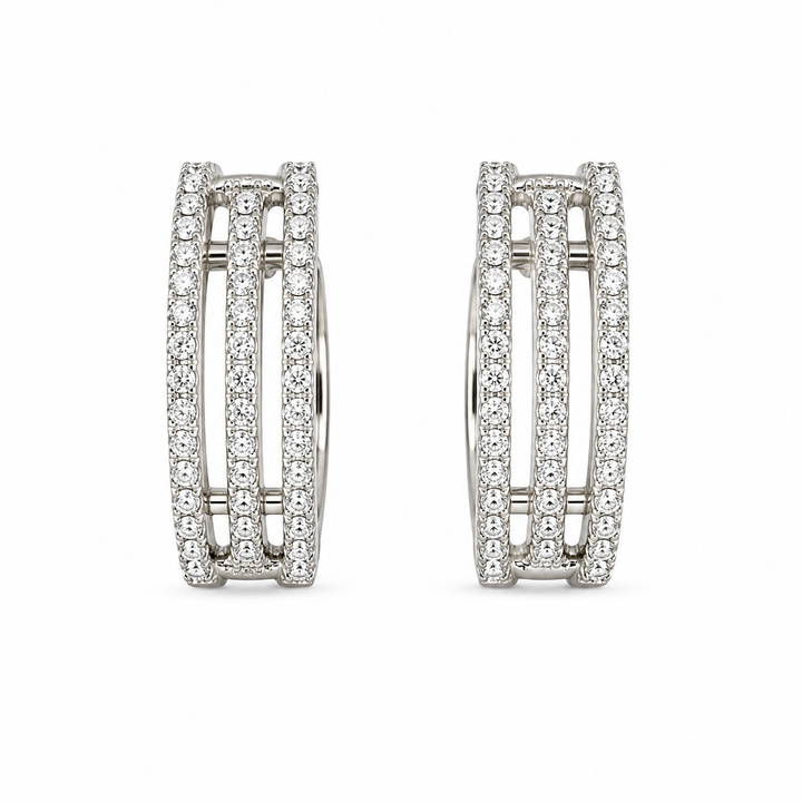 14k White Gold Diamond Huggie Earrings 0.24 cttw