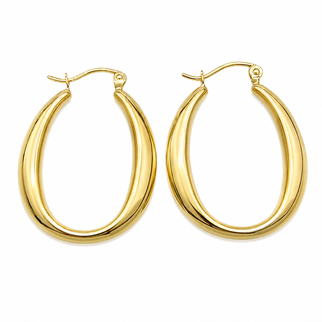 14k Yellow Medium Hoop Earrings