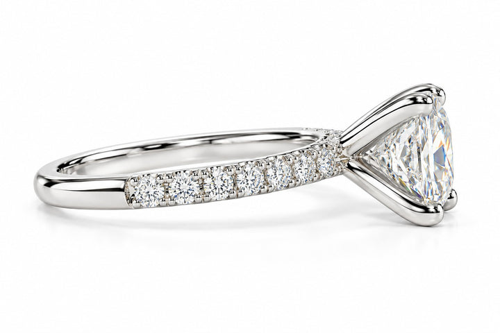 14K White Gold Diamond Engagement Ring 2.03 Cushion Lab Grown
