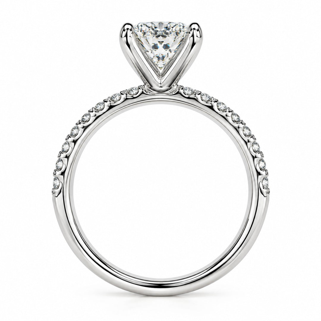 14K White Gold Diamond Engagement Ring 2.03 Cushion Lab Grown