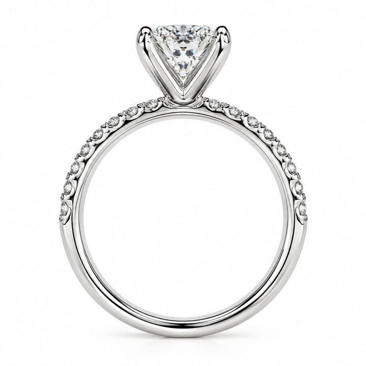 14K White Gold Diamond Engagement Ring 2.03 Cushion Lab Grown