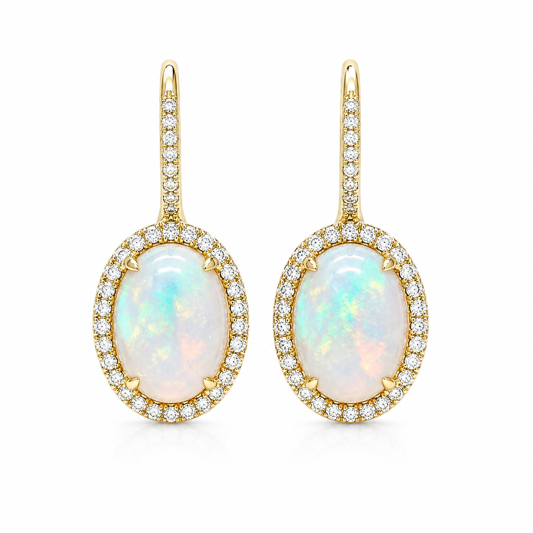 14k Lever Back Opals Earrings