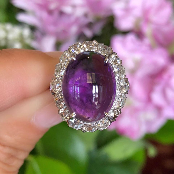 Platinum White Gold Antique Amethyst Estate Ring