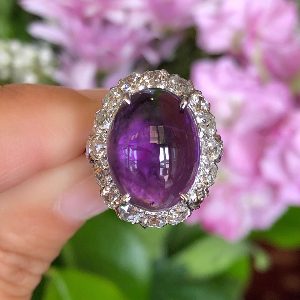 Platinum Antique Amethyst Estate Ring