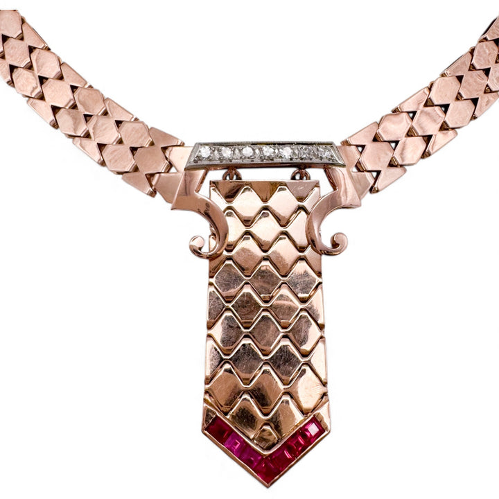 14k Rose Gold 1940's Estate Necklace