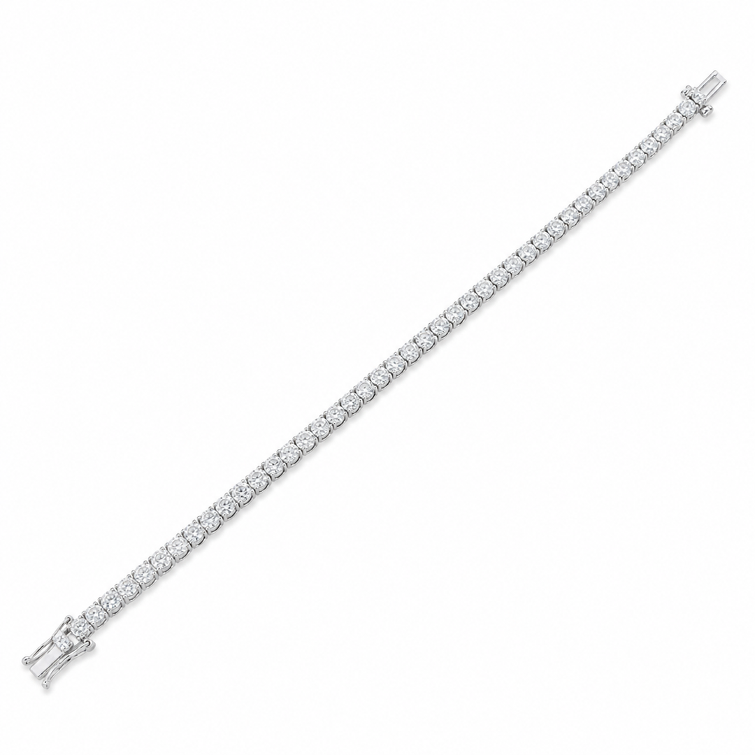 14k White Gold Natural Diamond Tennis Bracelet 9.09cttw