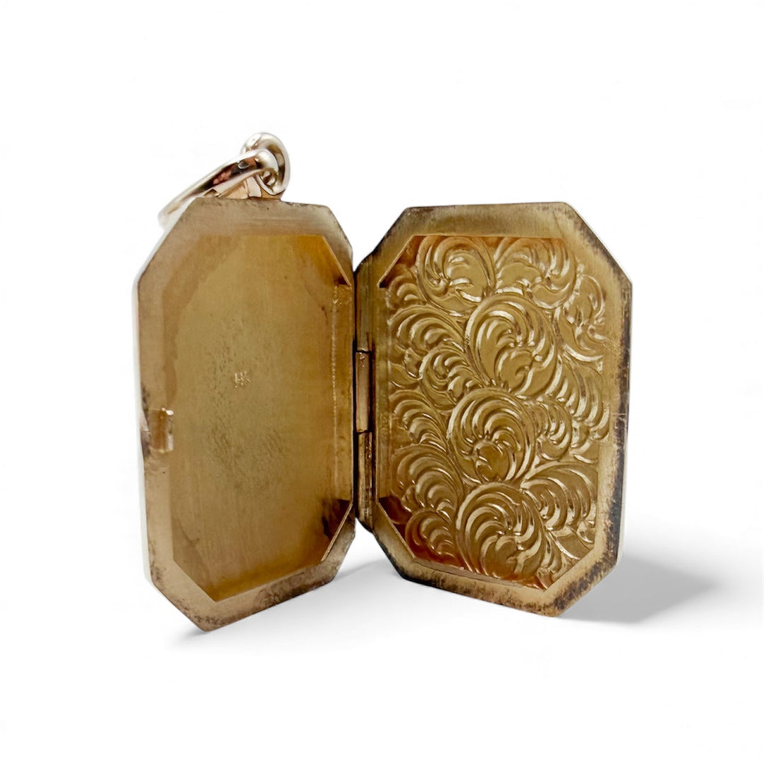 14k Yellow Gold Locket Opal Locket