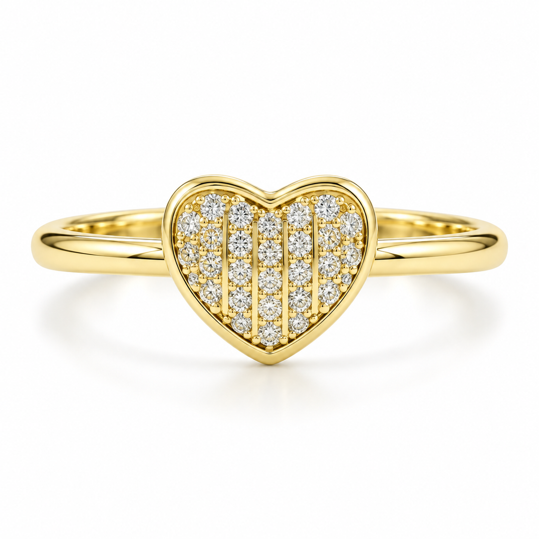 14k Yellow Gold Diamond Heart Ring