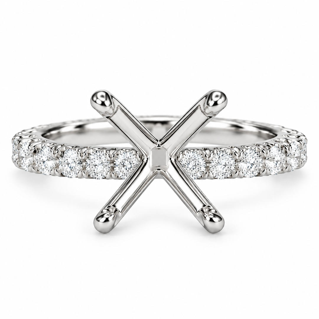 14k White Lab Grown Diamond Engagement Ring Mounting