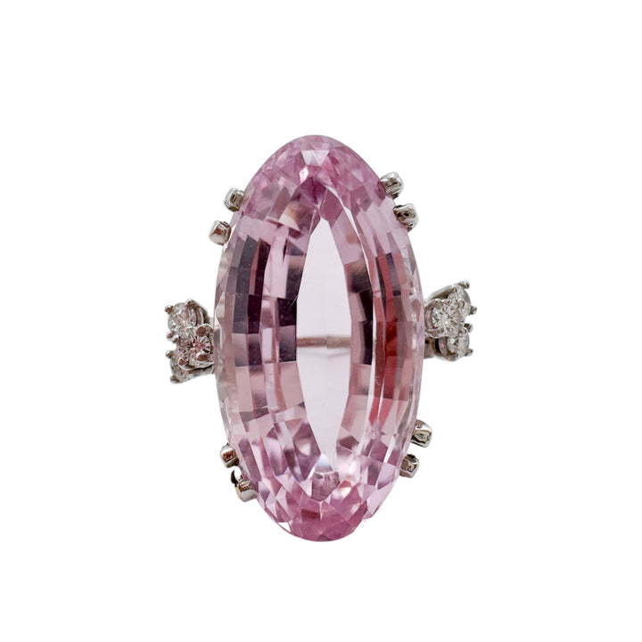 14k White Gold Cocktail Kunzite Estate Ring