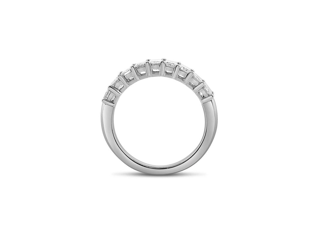 Platinum Prong Set Emerald Diamond Wedding Band