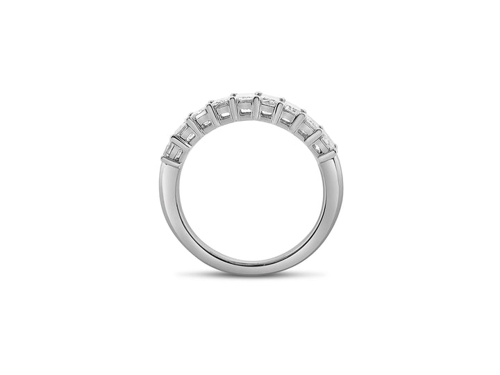 Platinum Prong Set Emerald Diamond Wedding Band
