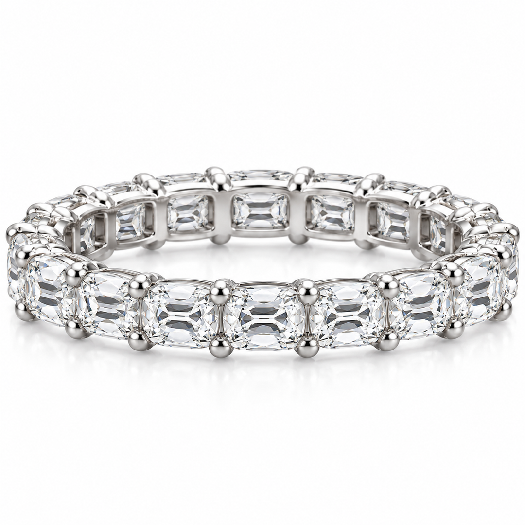 Platinum White Eternity 2.46ctw Cushion Lab Grown Diamond Wedding Band