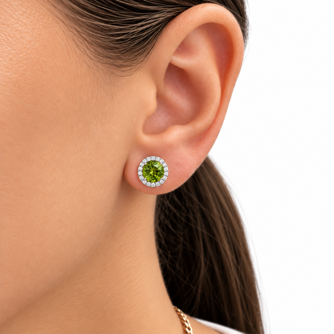 14k Stud Peridot Earrings