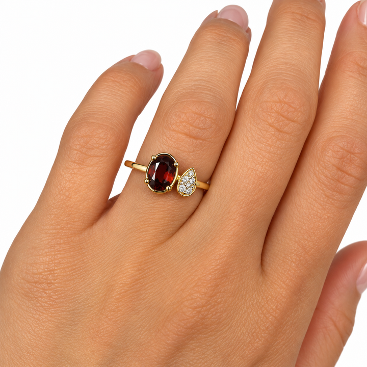 14k Yellow Gold Garnet Gemstone Ring