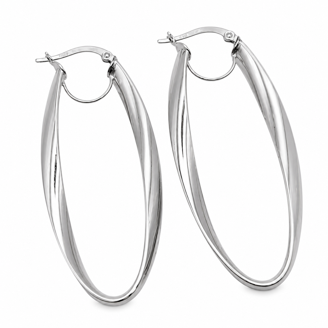 14k White Gold Large Hoop Earrings