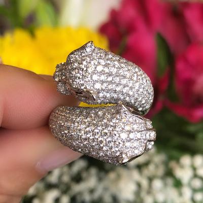 18k White Gold Panther Diamond Estate Ring