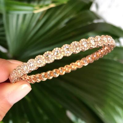 18k Rose Gold Bangle Diamonds Estate Bracelet