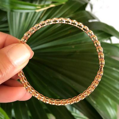 18k Rose Gold Bangle Diamonds Estate Bracelet