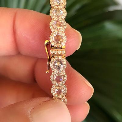 18k Rose Gold Bangle Diamonds Estate Bracelet