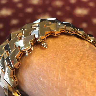 18k Rose Gold Wide Fancy Link Estate Bracelet