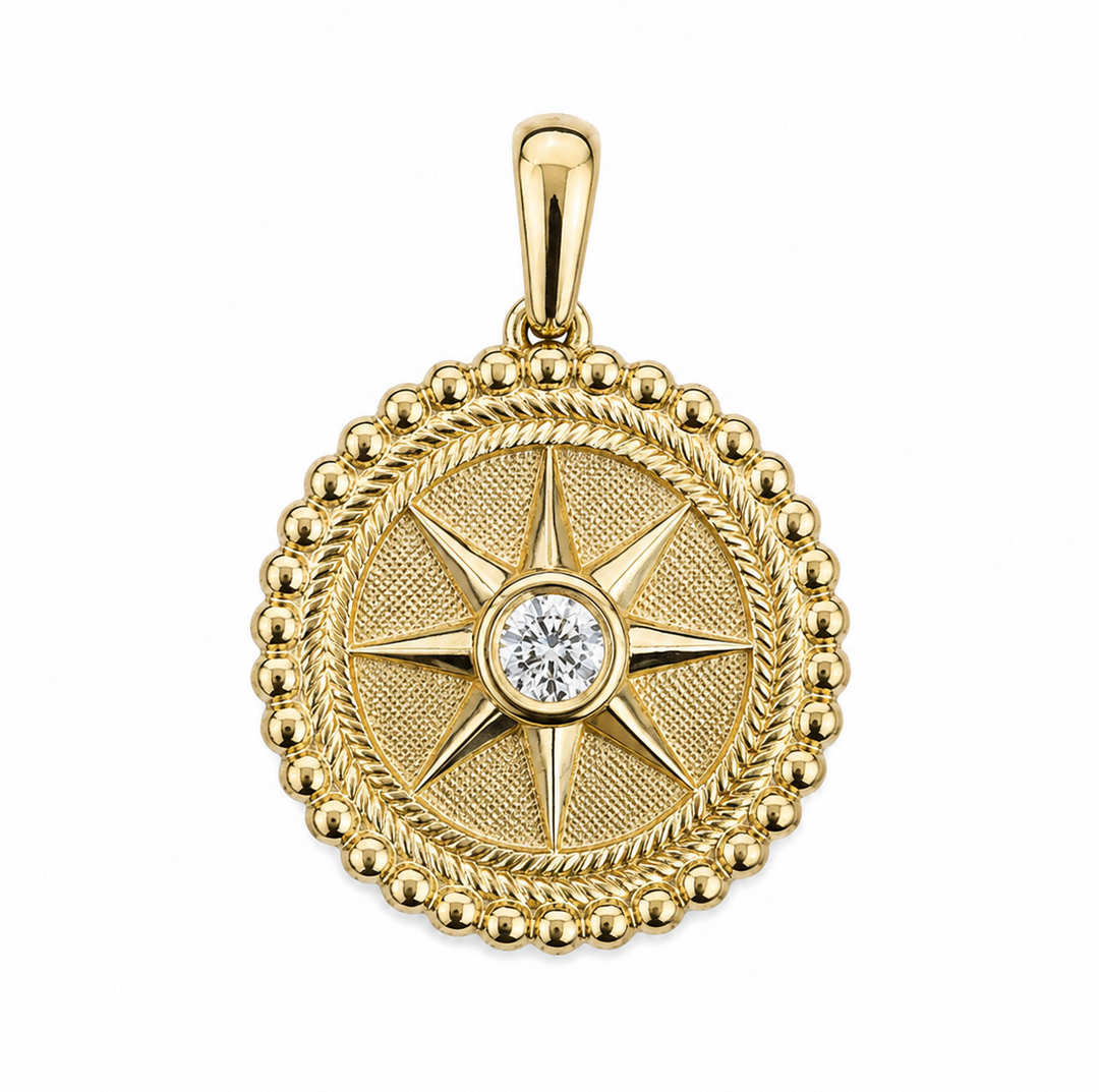 14k Yellow Gold Diamond Pendants