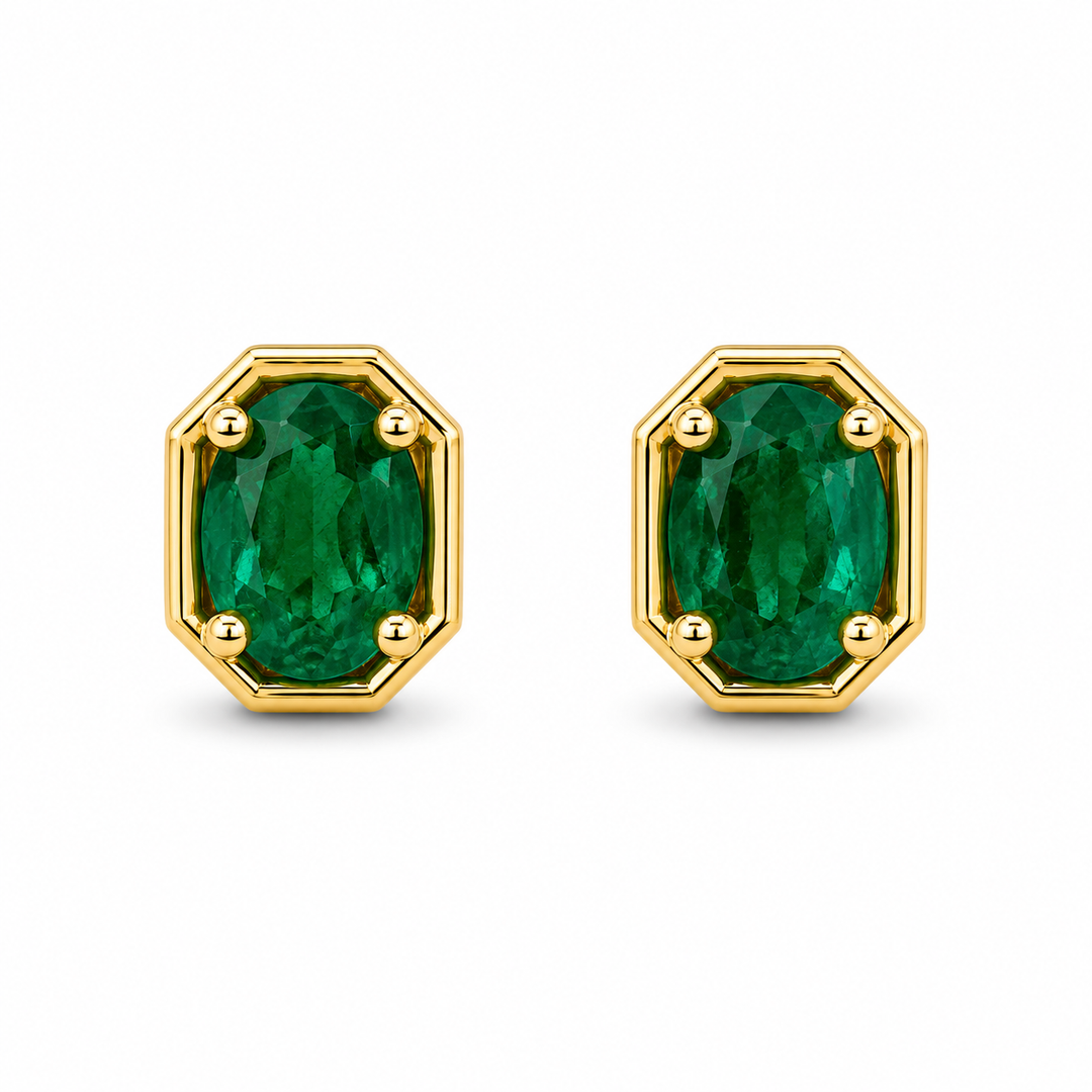 14k Stud Emerald Earrings