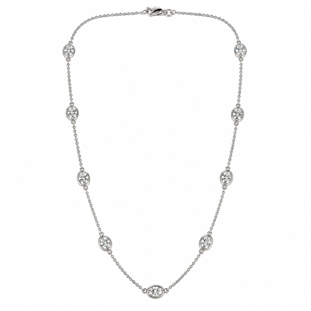 14k White Station Lab Grown Diamond Necklace