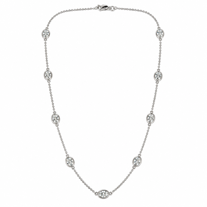 14k White Station Lab Grown Diamond Necklace