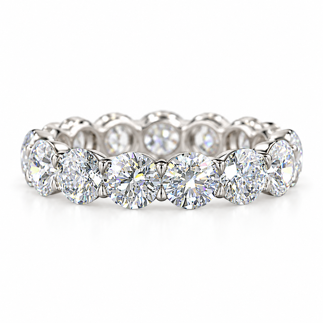 Platinum 4.65ctw Round Cut Lab Grown Diamond Wedding Band