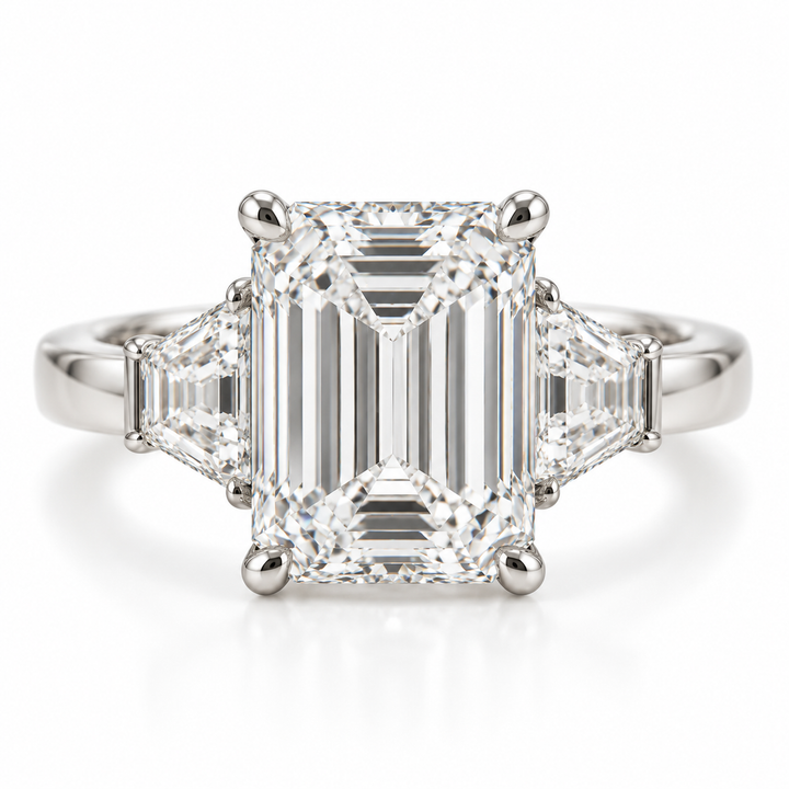 14k White Gold 3 Stone Lab Grown Diamond Engagement Ring