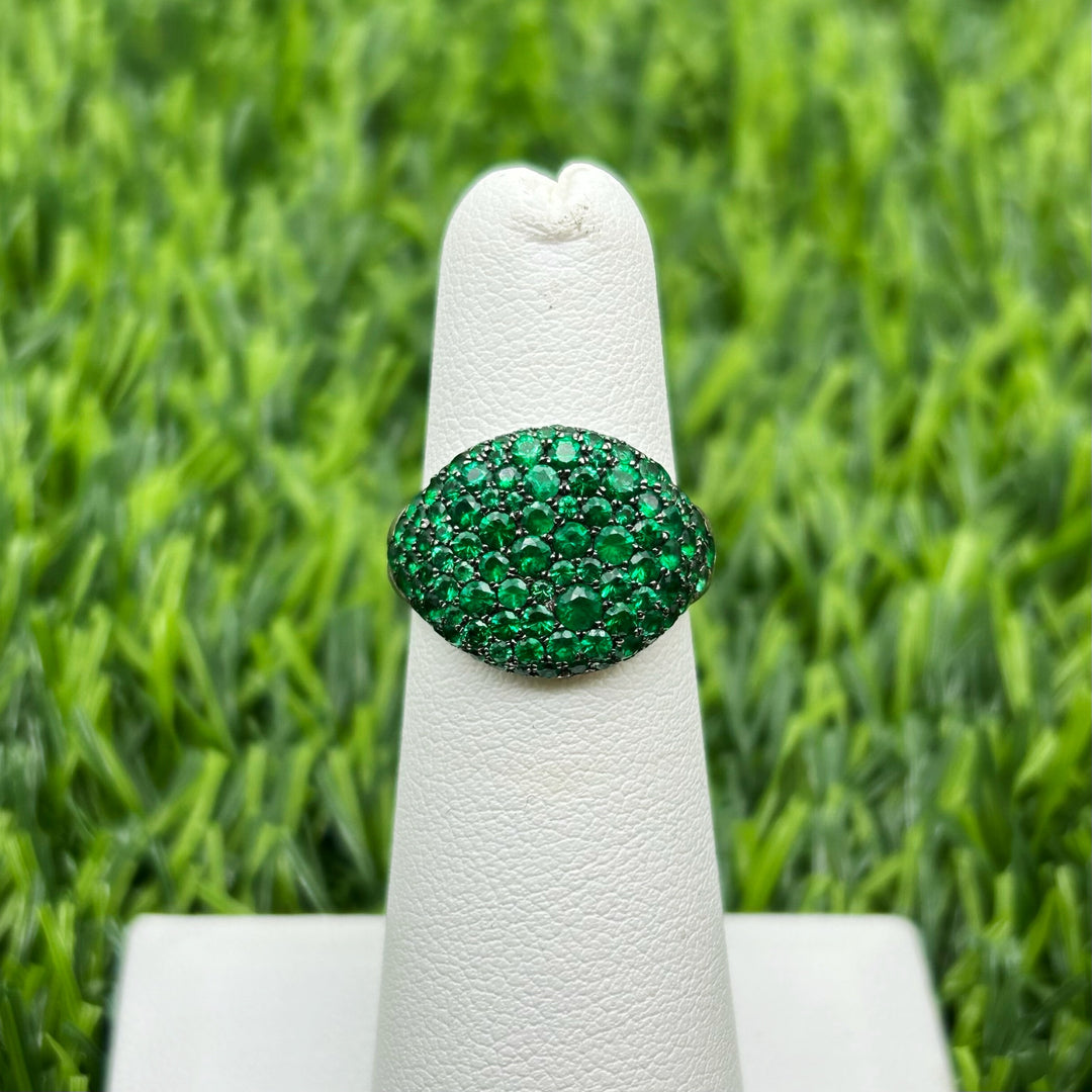 18k White Gold Estate Emerald Designer Ring