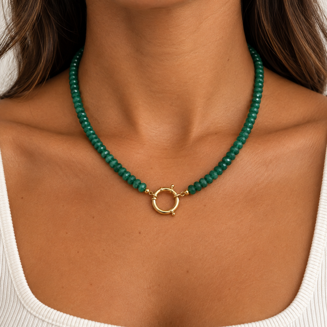 14k Yellow Emerald Strand Necklace